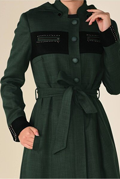 Alvina 1312 Model with Button and Belt Detail and Curtain Decoration