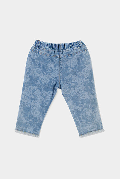 Panço Kız Bebek Beli Lastikli Yıkamalı Mavi Kot Pantolon