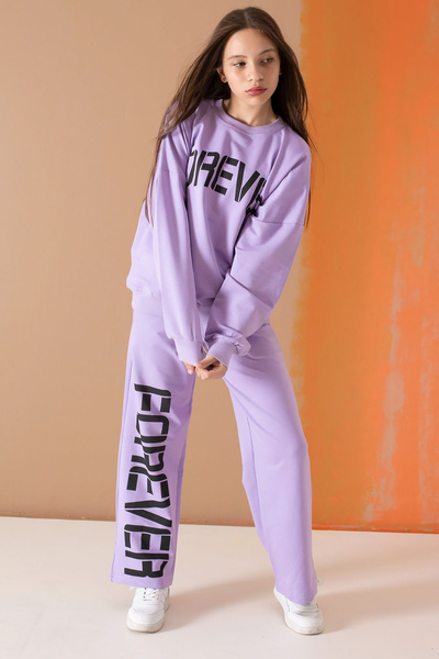 Cansın Mini Σετ φόρμας για κορίτσια Lilac Forever Text Printed 19571