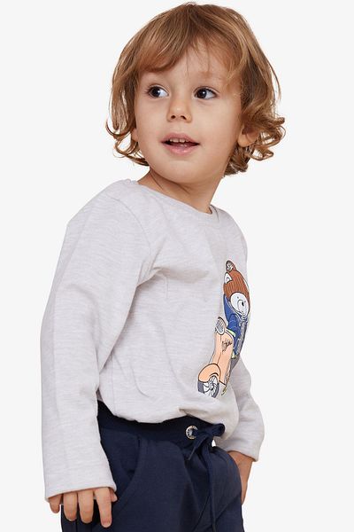 Breeze Boy's Long Sleeve T-Shirt Teddy Bear Printed, Age 2-6, Beige Melange