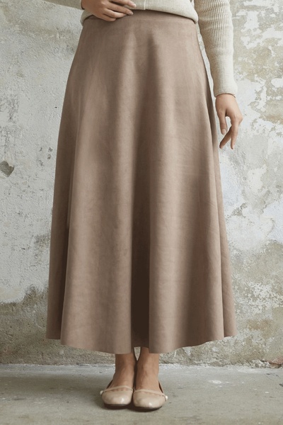 InStyle Fusta Elisha din piele intoarsa bej