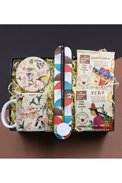 vegahediye v vega Kuş Motifli Kupa & Bardak Altlığı & Tütsü & 2'li Dünya Kahv...