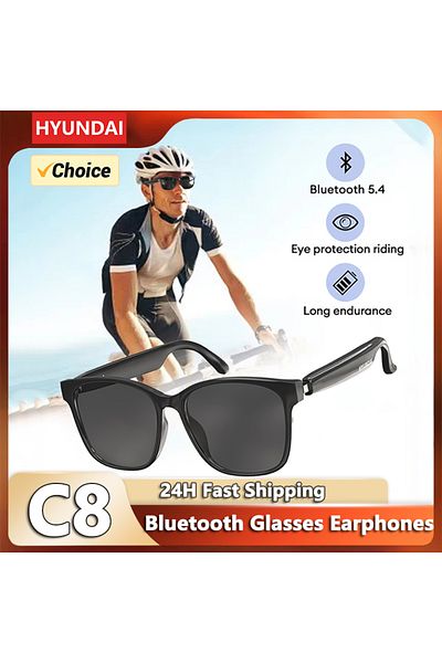 Choice C8 Black Hyundai C8 Bluetooth 5.4 Glasses Earphones With Hd Mic Driving Sunglasses Multi-func