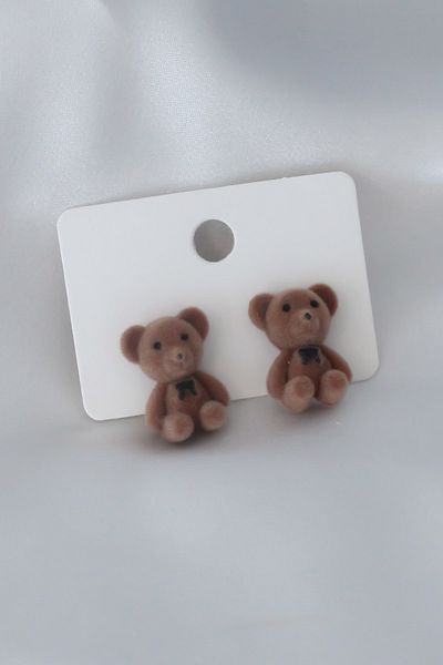 SeyCey.co Dark Brown Color Teddy Bear Figure Women's Earrings