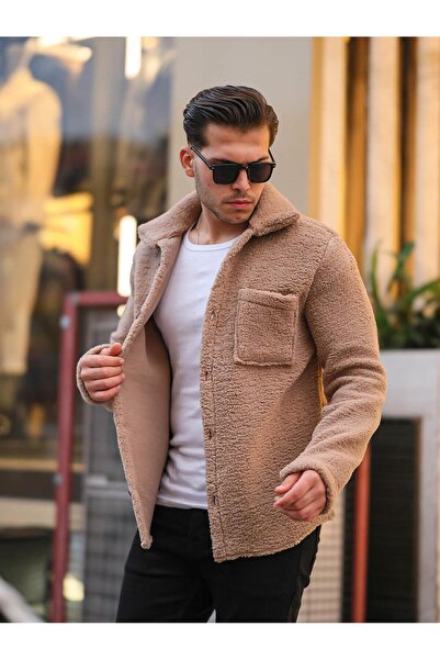 Valiberta Tek Cepli Peluş Ceket- Bej