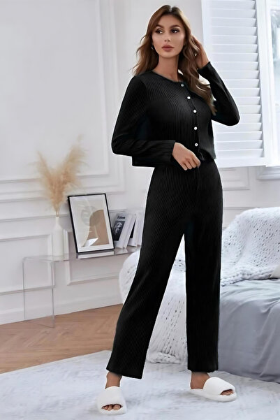 Genel Markalar Siyah Gecelik Takım