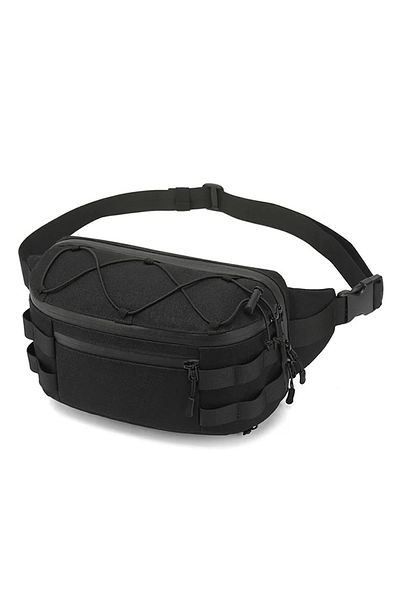 Go Veform Geantă pentru bărbați cu curea cu mai multe buzunare și talie și umăr Negru 9340