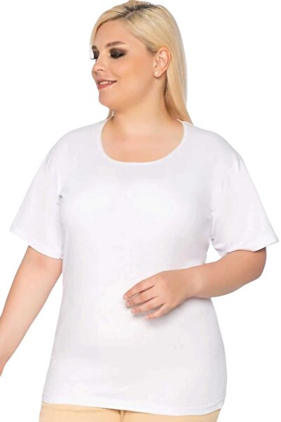 Tezzgelsin Large Size Lace Women's Undershirt - 100% Cotton, Short Sleeve, 3 Undershirts