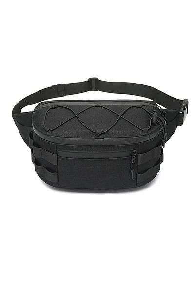 Go Veform Geantă pentru bărbați cu curea cu mai multe buzunare și talie și umăr Negru 9340
