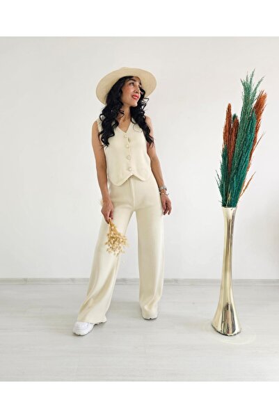 Altı Üstü Butik Plain Knitwear Set with Vest