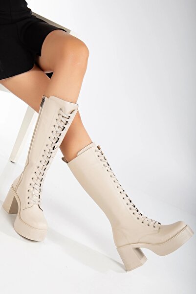 LUNA FLOWER Cizme cu platformă pentru femei cu șnur