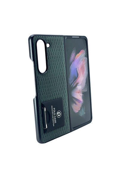 Nettech Samsung Galaxy Z Fold 4 Uyumlu Suni Deri Arka Koruma Kılıf - Yeşil