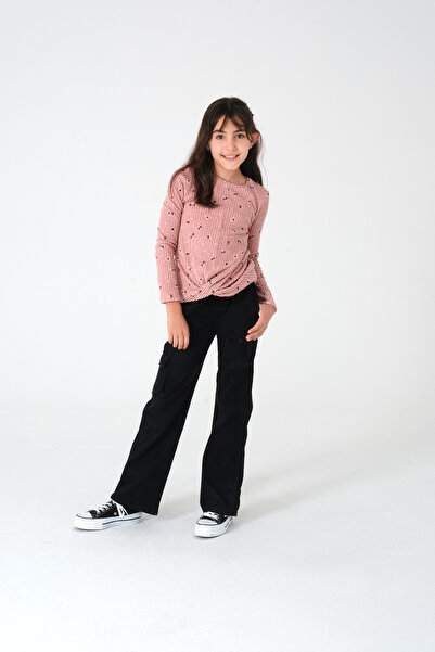 Kyron Pink Patterned Girl's Long Sleeve Blouse