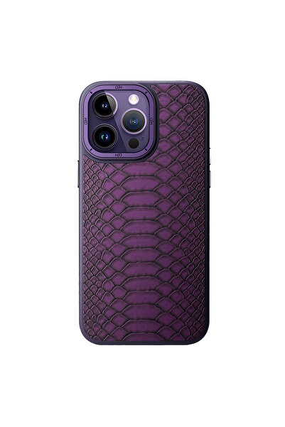 Nettech İphone 14 Pro Max Uyumlu Spor Deri Seri Arka Koruma Kılıf - Mor