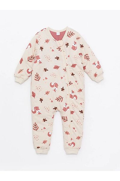 LC Waikiki Lcw Baby - Beige Printed Baby Girl Sleeping Bag with 2.5 Tog Fiber