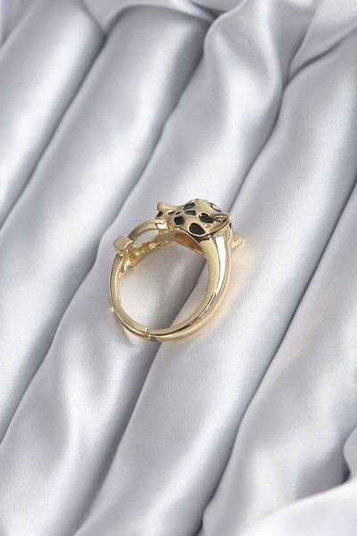 Clariss Gold Color Tiger Model Zircon Stone Detail VIP Women's Ring