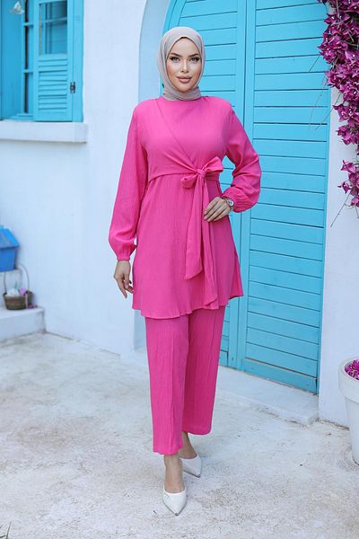 MİSSKAYLE Σετ Hijab Fuchsia με πλαϊνή δέσμη