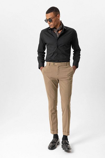 Antioch Mink Regular Fit Double Leg Men's Trousers