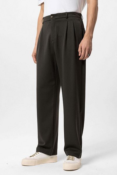 Antioch Khaki High Waist Pleated Comfortable Fit Men's Trousers