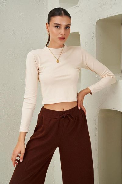 TENA Γυναικεία πέτρινη βάση γιακάς Scuba Fabric Crop Μπλούζα