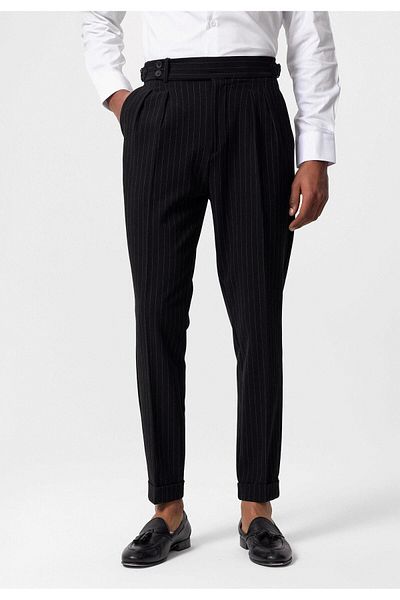 Antioch High Waist Striped Black Men's Trousers