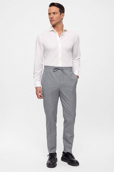 Antioch Light Gray Elastic High Waist Men's Trousers