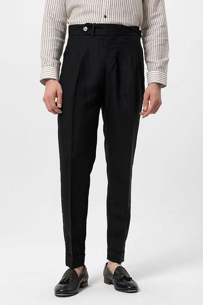 Antioch Black Double Leg High Waist Men's Trousers