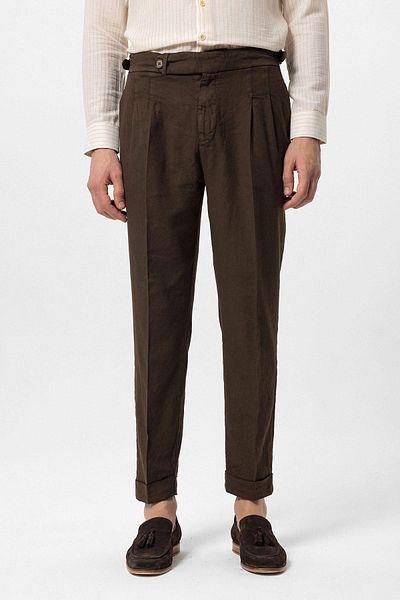Antioch Brown Double Leg High Waist Men's Trousers