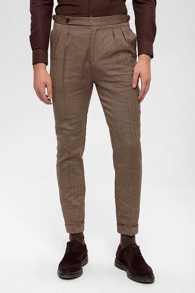 Antioch Camel High Waist Double Pleated Men's Trousers