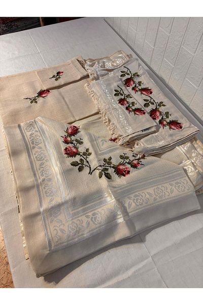 Vinezza Home Collection Комплект молитвени килими Dowry от 6 части с бродирани цветя и етамин