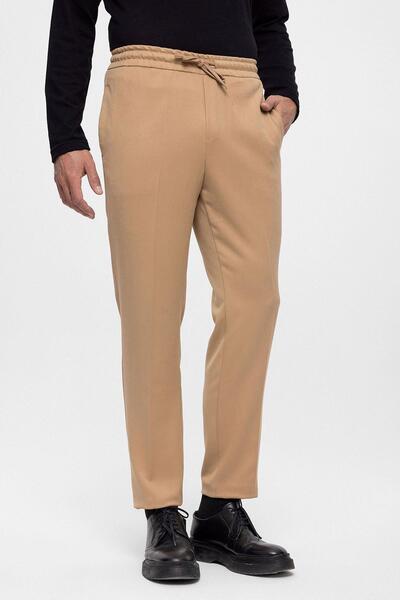 Antioch Koyu Bej Elastik Yüksek Bel Erkek Pantolon