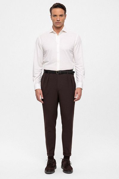 Antioch Dark Brown High Waist Belted Trousers