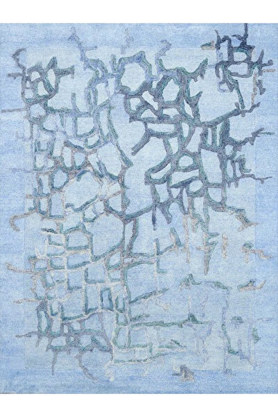 Aysu Collection Very Light Blue Abstract Patterned Woven Sole Modern Decorative Carpet aysu39