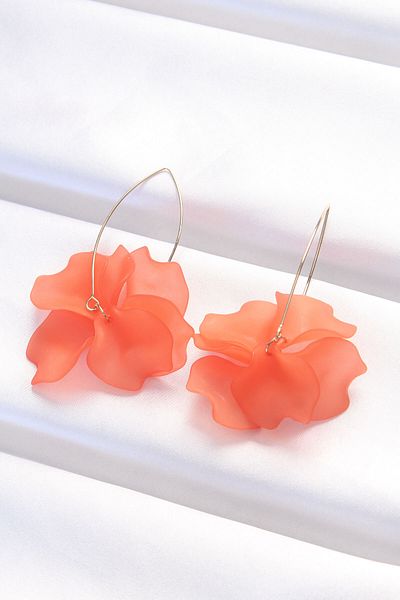 Clariss Orange Color Flower Earrings