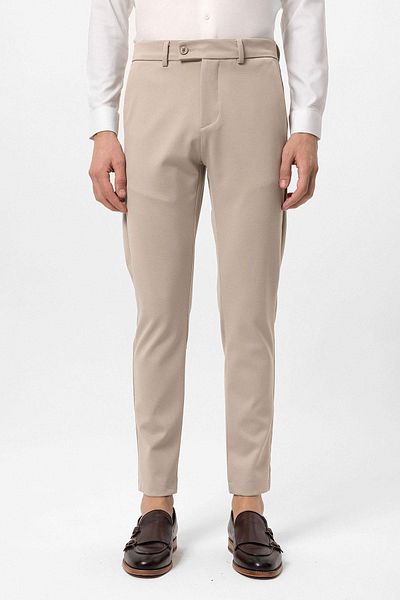 Antioch Beige Slim Fit Men's Trousers