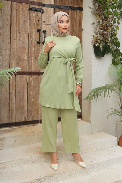 MİSSKAYLE Σετ Hijab Mint με πλαϊνή δέσμη