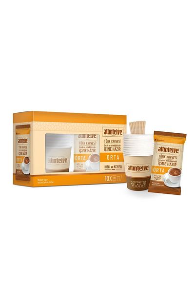 Altıntelve Medium Pack of 10 - Instant Turkish Coffee Office Set Open-In-Horse