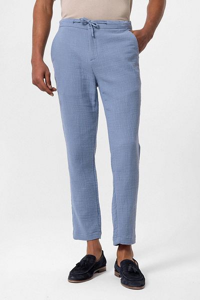 Antioch Men's Blue Regular Fit String Trousers