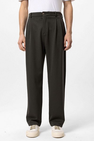 Antioch Khaki High Waist Pleated Comfortable Fit Men's Trousers