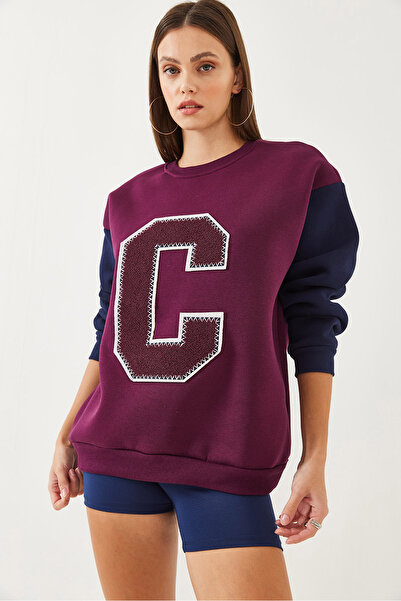 Bianco Lucci Kadın Keçe Baskı Detaylı Sweatshirt 60351004