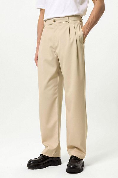 Antioch Stone High Waist Pleated Comfortable Fit Men's Trousers