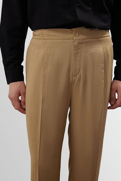 Antioch Light Mink High Waist Pleated Linen Blended Men's Trousers
