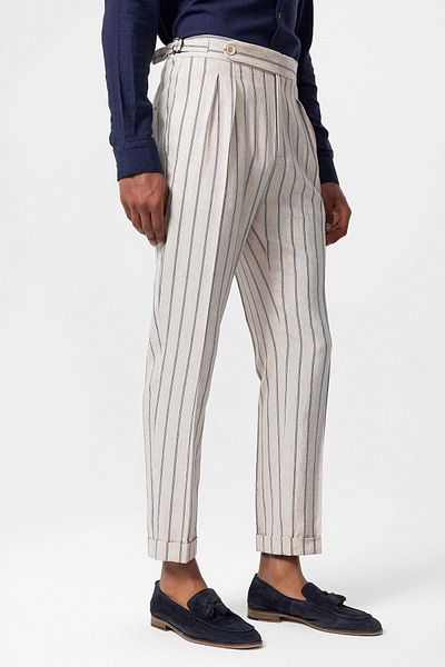 Antioch High Waist Indigo Linen Men's Trousers