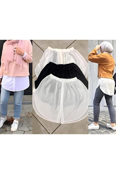 MODAALFABE Black and White Half Shirt and Lengthening Decorative Double Skirt...