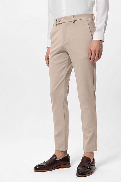 Antioch Beige Slim Fit Men's Trousers