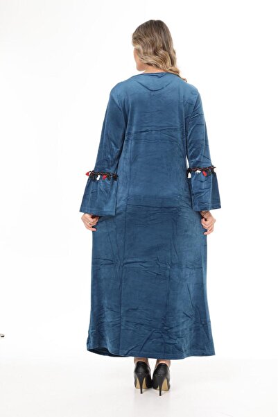 mervemoda Women's Long Sleeve Velvet Dress