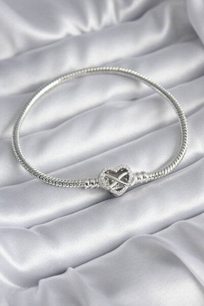 Twin Store Brass Silver Color Zircon Stone Heart Infinity Model Charm Women's...