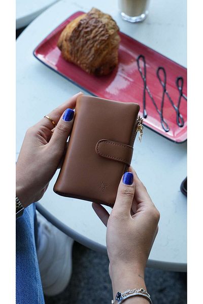 Crew Leather Дамски портфейл Odessa - отделение за монети - портфейл от мека кожа