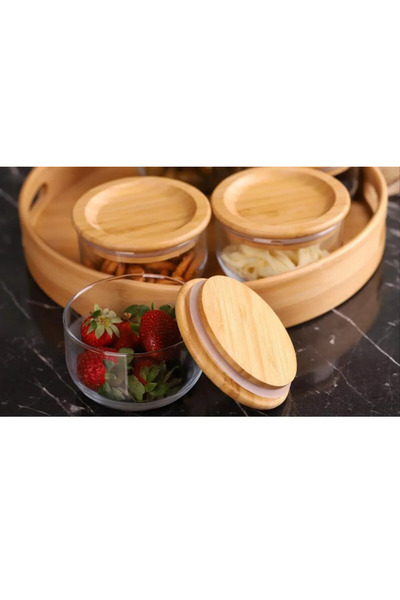 Atbyhome Duo 300 ml Silicone Bamboo Glass Breakfast Set - Luxury Presentation