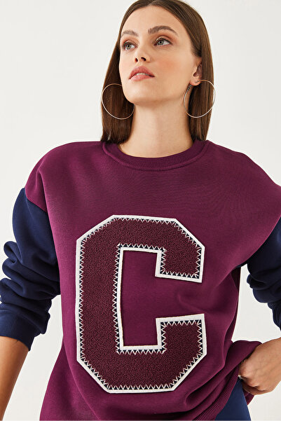 Bianco Lucci Kadın Keçe Baskı Detaylı Sweatshirt 60351004